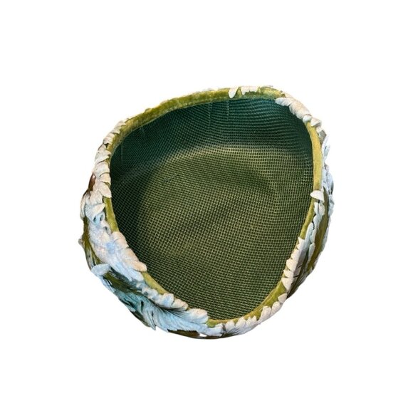 Vintage Union Made USA Feather Pillbox Hat Green 1950s 60s Turban Style Church main image 7
